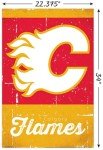 Trends International NHL Calgary Flames - Retro Logo 13 Wall Poster, 22.375" x 34", Poster & Clip Bundle