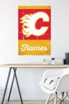 Trends International NHL Calgary Flames - Retro Logo 13 Wall Poster, 22.375" x 34", Poster & Clip Bundle