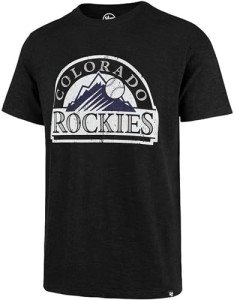 MLB Men's Cooperstown Grit Vintage Scrum Team Color Primary Logo Word Mark T-Shirt (Large, Colorado Rockies)