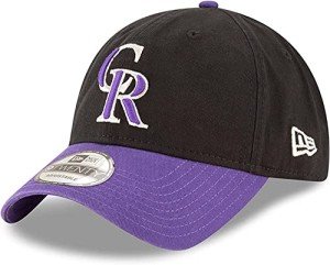 New Era Unisex-Adult MLB Core Classic 9TWENTY 2-Tone Team Adjustable Hat Cap One Size Fits All - Colorado Rockies Black Purple