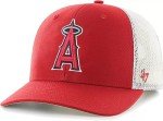 47 MLB Team Color Primary Logo Mesh Trucker Snapback Adjustable Hat Cap, Adult One Size Fits All - Los Angeles Angels Red