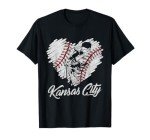 Kansas City Baseball Heart Distressed Vintage Baseball Fans T-Shirt