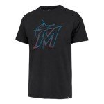 47 MLB Men's Team Color Distressed Imprint Primary Logo Wordmark Short Sleeve Baseball T-Shirt (US, Alpha, Medium, Regular, Regular, Miami Marlins, Miami Marlins)