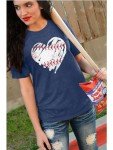 Baseball Shirts Women Game Day Shirt Baseball Heart Graphic Tee Shirts Casual Short Sleeve Tshirt A-Blue