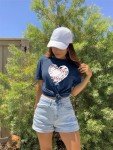 Baseball Shirts Women Game Day Shirt Baseball Heart Graphic Tee Shirts Casual Short Sleeve Tshirt A-Blue