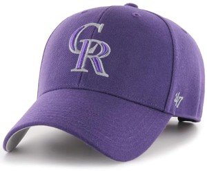 47 Brand MLB Alternate Color Primary Logo MVP Adjustable Structure Baseball Cap Hat, Adult One Size Fits All - Colorado Rockies Purple