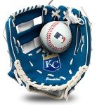 Franklin Sports MLB Youth Teeball Glove + Foam Ball Set - Kids Kansas City Royals Baseball + Teeball Mitt and Ball - Perfect First Kids Glove - 9.5"