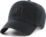 '47 MLB Black/Black Clean Up Adjustable Hat Cap, Adult One Size (Detroit Tigers)