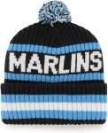 47 MLB Unisex-Adult Officially Licensed Primary Logo Bering Sport Knit Cuffed Pom Beanie Cold Weather Hat - Miami Marlins Black