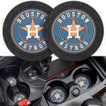 2PCS Car Cup Holder Coaster,Auto Cup Holder Insert Coaster for Huston Astros Baseball Fans, Non-Slip Car Drink Holder Coaster, Car Interior Accessories, Huston Astros