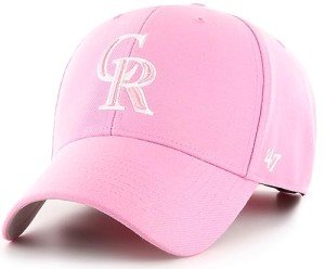 47 Brand MLB Rose Pink Primary Logo MVP Adjustable Structure Baseball Cap Hat, Adult One Size Fits All - Colorado Rockies Rose Pink