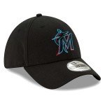 New Era MLB 39Thirty Team Classic Stretch Flex Fit Team Color Primary Logo Primary Logo Baseball Cap Hat - Miami Marlins Black - Small-Medium