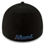 New Era MLB 39Thirty Team Classic Stretch Flex Fit Team Color Primary Logo Primary Logo Baseball Cap Hat - Miami Marlins Black - Small-Medium