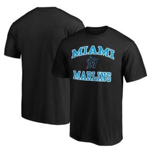 Outerstuff MLB Kids Youth 8-20 Official City Headline Arch Logo Team T-Shirt (US, Numeric, Size: 10-12, Regular, Miami Marlins - Black)