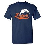 Xtreme Apparrel Detroit Baseball Skyline Men's Fan T-Shirt (Navy T-Shirt, XL)