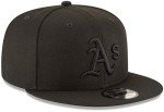 New Era MLB 9FIFTY Black Black Primary Logo Team Adjustable Snapback Hat Cap One Size Fits All - Oakland Athletics Black