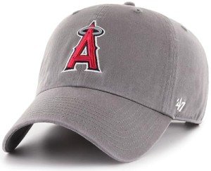 47 Brand MLB Dark Gray Team Color Primary Logo Clean Up Adjustable Strap Baseball Dad Hat Cap, Adult One Size Fits All - Los Angeles Angels - Dark Gray Team Color
