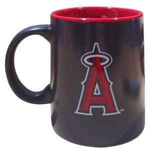 Boelter Brands Two Toned Matte Black Coffee Mug, MLB Team Logo with Inner Team Color (Los Angeles Angels)