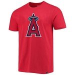 47 MLB Men's Team Color Imprint Primary Logo Word Mark Short Sleeve Baseball T-Shirt - Los Angeles Angels Red Small