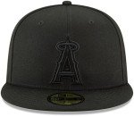 New Era MLB 9FIFTY Black Black Primary Logo Team Adjustable Snapback Hat Cap One Size Fits All - Los Angeles Angels Black