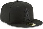 New Era MLB 9FIFTY Black Black Primary Logo Team Adjustable Snapback Hat Cap One Size Fits All - Los Angeles Angels Black