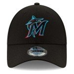 New Era MLB The League 9FORTY Team Color Primary Logo Adjustable Hat Cap One Size Fits All - Miami Marlins Black