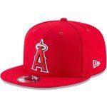 New Era Unisex-Adult MLB 9Fifty Team Color Primary Logo Adjustable Snapback Hat Cap One Size Fits All - Los Angeles Angels Red