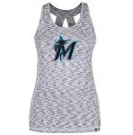New Era Miami Marlins Women's Black Active Sport Tank Top - MLB Ladies Sleeveless Shirt (Large)