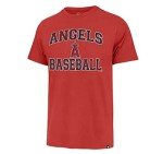 MLB Men's Union Arch Franklin Team Color Primary Logo Word Mark T-Shirt (Los Angeles Angels Red, Large)