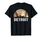 Detroit Skyline City Vintage Baseball Lover T-Shirt