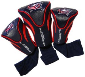 Team Golf NHL Columbus Blue Jackets Contour Golf Club Headcovers (3 Count) Numbered 1, 3, & X, Fits Oversized Drivers, Utility, Rescue & Fairway Clubs, Velour lined for Extra Club Protection