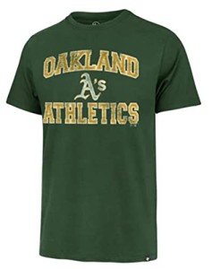 47 MLB Men's Union Arch Franklin Team Color Primary Logo Word Mark Short Sleeve T-Shirt - Oakland Athletics Green Large