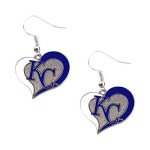 Aminco Kansas City Royals KC MLB Swirl Heart Dangle Logo Earring Set