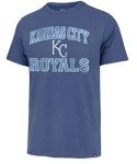 47 MLB Men's Union Arch Franklin Team Color Primary Logo Word Mark Short Sleeve T-Shirt - Kansas City Royals Blue Large