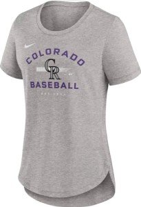 Nike Women's MLB Hot Prospect T-Shirt (US, Alpha, Medium, Regular, Regular, Colorado Rockies - Grey)