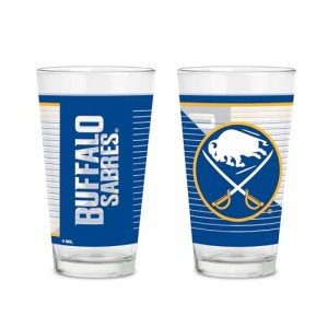 Rico Industries NHL Hockey Buffalo Sabres 16 oz Pint Glasses with Digitally Printed Logo, Set of 2 Classic Drinking Glasses, for Fans, Dishwasher Safe