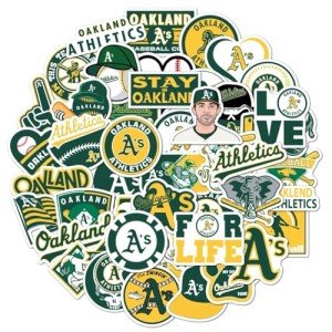 Generic 50 PCS of American Baseball Oakland Stickers for Water Bottle, Laptop, Bicycle, Computer, Motorcycle, Travel Case, Car Decal Decoration Sticker, Green, Gen123