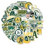 Generic 50 PCS of American Baseball Oakland Stickers for Water Bottle, Laptop, Bicycle, Computer, Motorcycle, Travel Case, Car Decal Decoration Sticker, Green, Gen123