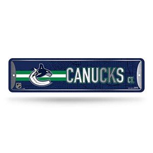 Rico Industries NHL Hockey Vancouver Canucks Metal Street Sign 4" x 15" Home Décor - Bedroom - Office - Man Cave