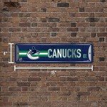 Rico Industries NHL Hockey Vancouver Canucks Metal Street Sign 4" x 15" Home Décor - Bedroom - Office - Man Cave