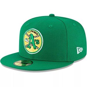 New Era MLB 59FIFTY Cooperstown Authentic Collection Fitted On Field Game Cap Hat (as1, Numeric, Numeric_7_and_7_eighths, Oakland Athletics Green Cooperstown)