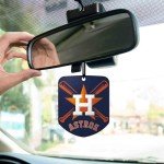 FANMATS 61548 MLB Houston Astros Hanging Car Air Freshener, 2 Pack, Black Ice Scent, Odor Eliminator, Shield Design with Team Logo