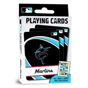 MasterPieces Officially Licensed MLB Miami Marlins Playing Cards - 54 Card Deck for Adults