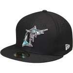 New Era MLB 59FIFTY Cooperstown Authentic Collection Fitted On Field Game Cap Hat (7 5/8, Miami Marlins Black Cooperstown)