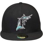 New Era MLB 59FIFTY Cooperstown Authentic Collection Fitted On Field Game Cap Hat (7 5/8, Miami Marlins Black Cooperstown)