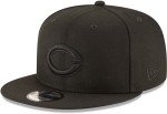 New Era MLB 9FIFTY Black Black Adjustable Snapback Hat Cap One Size Fits All - Cincinnati Reds Black