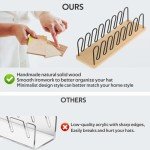 JigJag Hat Organizer for Baseball Caps 2 Pack, Premium Wood and Metal Design Hat Storage for Baseball Caps for 14Caps, Tabletop Hat Racks for Baseball Caps for Closet, Dresser, Entrance (2PCS)