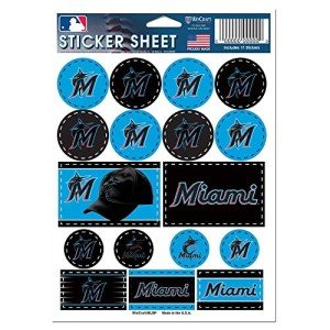 WinCraft MLB Miami Marlins Vinyl Sticker Sheet, 5" x 7"
