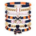 Baseball Bracelets for Women Stackable Orange Navy Game Day Heishi Bracelets Preppy Friendship Sports Bracelet Softball Baseball Jewelry Accessories Party Favors Gifts (Orange Navy)
