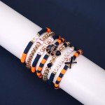 Baseball Bracelets for Women Stackable Orange Navy Game Day Heishi Bracelets Preppy Friendship Sports Bracelet Softball Baseball Jewelry Accessories Party Favors Gifts (Orange Navy)